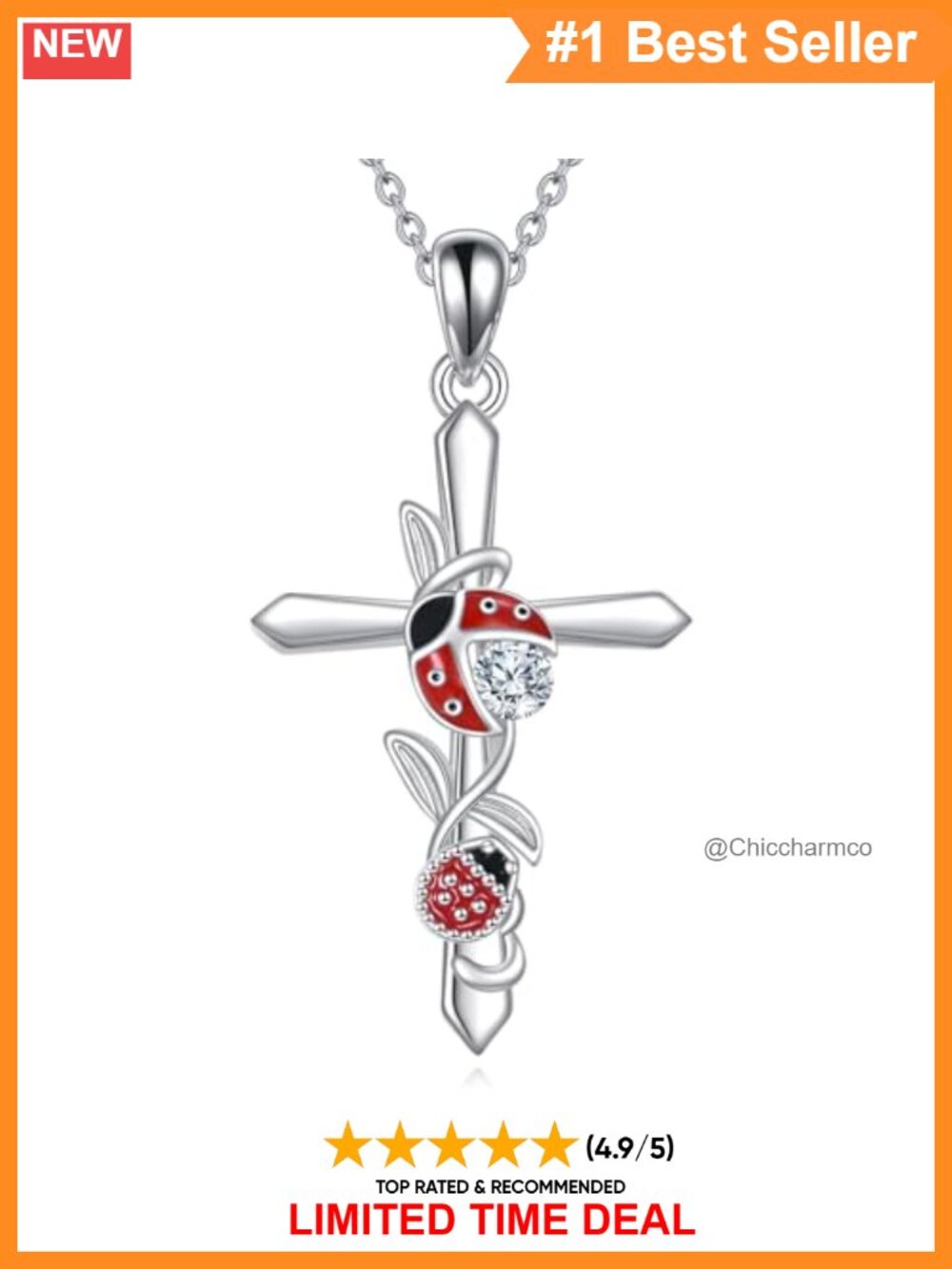 Moissanite Cross Necklace 925 Sterling Silver Lab Created Pendant